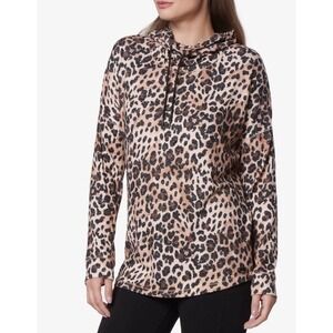 Andrew Marc Sport Women's Long Sleeve Mojave Leopard Cowl Neck Tunic Top Plus 1X